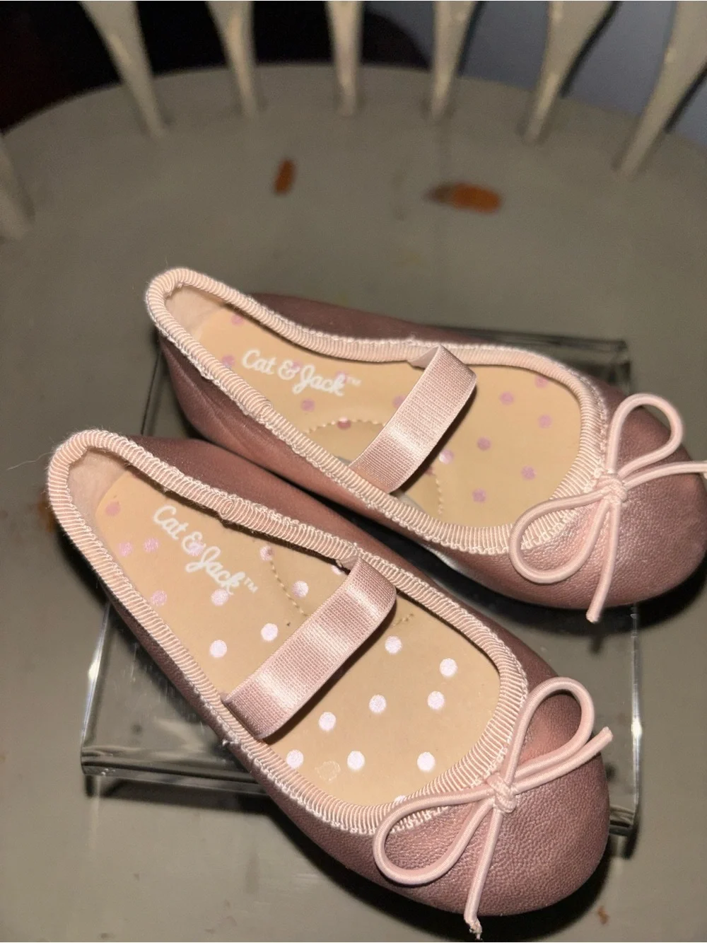Cat & Jack Sz 4  toddler Metallic Pink Girls' Ballet Flats with Bow